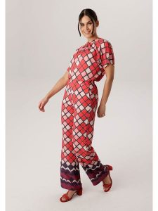 Aniston Spodnie w kolorze czerwono-jasnoróżowym rozmiar: 36. Czerwone spodnie z wysokim stanem Aniston, bez wzorów, z materiału, z podwyższonym stanem. Za 173,99 zł.