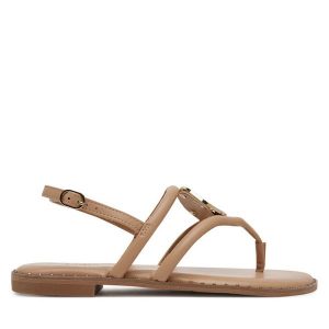 Sandały Nine West. Brązowe sandały Nine West, bez wzorów, bez obcasa, na płaskiej podeszwie, bez zapięcia. Za 125,99 zł.