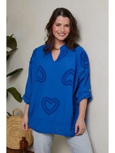 Curvy Lady Bluzka w kolorze niebieskim rozmiar: 40/42. Niebieskie bluzki Curvy Lady, bez wzorów, z bawełny, klasyczne, bez kołnierzyka, bez ramiączek. Za 92,86 zł.