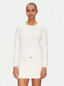 Morgan Sweter 251-MPERLA Biały Regular Fit. Białe swetry klasyczne Morgan, s, z syntetyku, bez kołnierzyka. Za 129,99 zł.