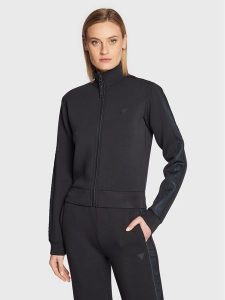 Guess Bluza New Allie Scuba V2YQ17 K7UW2 Czarny Regular Fit. Czarne bluzy Guess, s, z aplikacjami, z wiskozy, bez kaptura. Za 365,00 zł.