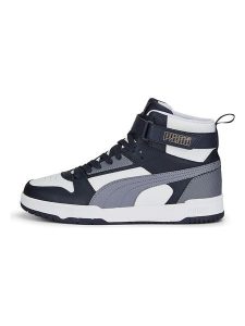 Puma Skórzane sneakersy "RBD Game" w kolorze biało-czarnym rozmiar: 43. Białe trampki Puma, bez wzorów, za kostkę, bez zapięcia. Za 96,14 zł.