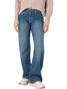 Timezone Dżinsy "Cora" - Comfort fit - w kolorze niebieskim rozmiar: W33/L32. Niebieskie jeansy Timezone, z aplikacjami, z podwyższonym stanem. Za 197,63 zł.