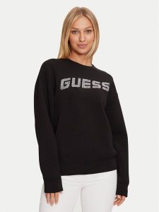 Guess Bluza V4BQ15 K7UW2 Czarny Regular Fit. Czarne bluzy Guess, xl, z aplikacjami, z wiskozy, bez kaptura. Za 209,99 zł.