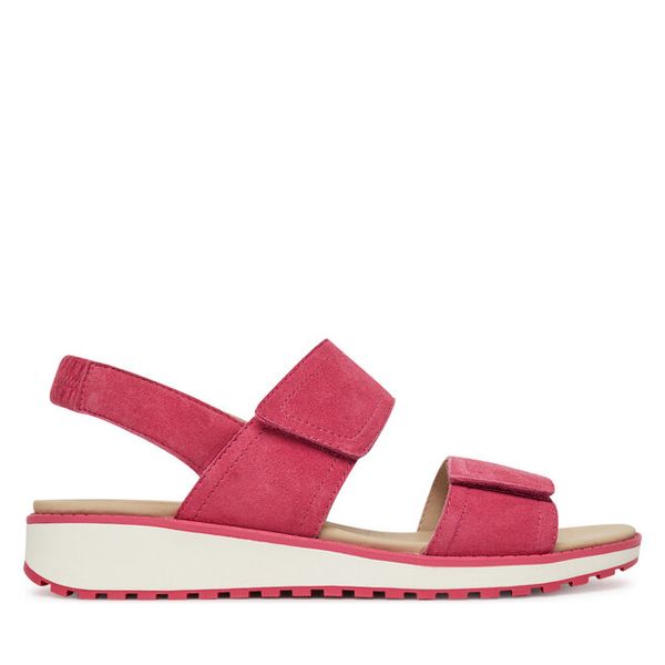 Sandały Caprice. Czerwone sandały Caprice, bez wzorów, bez obcasa, na koturnie, bez zapięcia. Za 209,99 zł.