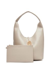 Calvin Klein Jeans Torebka Stone Lock Slouchy Small Shoulde LV04K3176G Écru. Torebki klasyczne Calvin Klein Jeans, bez wzorów, z jeansu, bez dodatków. Za 479,99 zł.