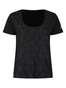 Geographical Norway Koszulka "Joeline" w kolorze czarnym rozmiar: L. Czarne bluzki Geographical Norway, l, bez wzorów, z koronki, bez kołnierzyka, bez ramiączek. Za 57,06 zł.