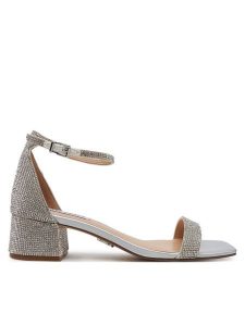 Steve Madden Sandały Gena-R SM11003580 Srebrny. Szare sandały Steve Madden, bez wzorów, z materiału, bez obcasa, na słupku, bez zapięcia. Za 399,99 zł.