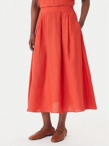 Marella Spódnica trapezowa Biada 2615101082 Czerwony Regular Fit. Czerwone spódnice Marella, bez wzorów, ze lnu. Za 449,99 zł.