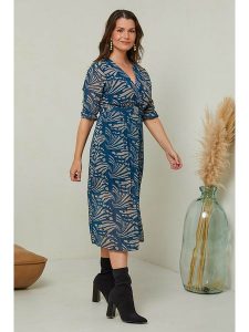 Curvy Lady Sukienka w kolorze niebiesko-beżowym rozmiar: 48/50. Brązowe sukienki Curvy Lady, bez wzorów, z tkaniny, klasyczne, bez kołnierzyka, bez ramiączek, midi. Za 158,10 zł.