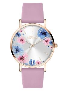 S.Oliver Zegarek kwarcowy w kolorze różowozłoto-fioletowym rozmiar: onesize. Różowe, analogowe zegarki s.Oliver. Za 121,99 zł.