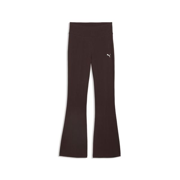 Damskie rozkloszowane legginsy Essentials z wysokim stanem PUMA. Brązowe legginsy Puma, bez wzorów, z bawełny, z podwyższonym stanem. Za 129,00 zł.