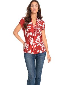 Heine Bluzka w kolorze czerwonym rozmiar: 42. Czerwone bluzki Heine, bez wzorów, bez kołnierzyka, bez ramiączek. Za 60,99 zł.