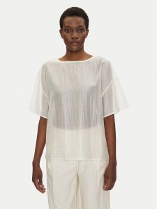 Bomboogie Bluzka SW9008TLYA5 Biały Relaxed Fit. Białe bluzki Bomboogie, bez wzorów, z lyocellu, bez kołnierzyka, bez ramiączek. Za 239,99 zł.