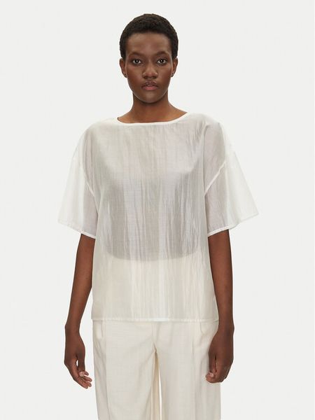 Bomboogie Bluzka SW9008TLYA5 Biały Relaxed Fit. Białe bluzki Bomboogie, bez wzorów, z lyocellu, bez kołnierzyka, bez ramiączek. Za 219,99 zł.