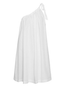 MOSS COPENHAGEN Sukienka w kolorze białym rozmiar: M/L. Białe sukienki Moss Copenhagen, l, bez wzorów, bez kołnierzyka, bez ramiączek, mini. Za 105,38 zł.