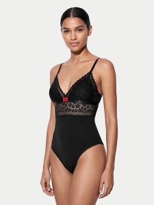 HUGO Body 50570667 Czarny Slim Fit. Czarne body i gorsety Hugo, bez wzorów, z syntetyku. Za 349,99 zł.