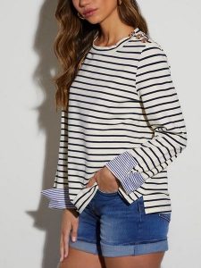 Milan Kiss Koszulka w kolorze kremowo-granatowym rozmiar: L. Brązowe bluzki Milan Kiss, l, bez wzorów, bez kołnierzyka, bez ramiączek. Za 118,28 zł.