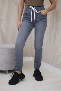 Spodnie jeansowe ze ściągaczem grafitowe 5XL. Szare jeansy KESI, bez wzorów, z bawełny. Za 142,18 zł.