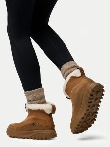 Columbia Śniegowce Snowtrot Ease Boot 2165891 Brązowy. Brązowe buty zimowe Columbia, ze skóry, bez obcasa, bez zapięcia. Za 479,99 zł.