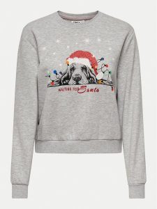 ONLY Bluza Yda Xmas 15270956 Szary Regular Fit. Szare bluzy ONLY, s, bez wzorów, z syntetyku, bez kaptura. Za 69,99 zł.