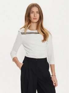 Rinascimento Bluzka CFC0121171003 Biały Regular Fit. Białe bluzki Rinascimento, s, bez wzorów, z syntetyku, bez kołnierzyka, bez ramiączek. Za 209,99 zł.