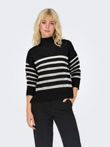 ONLY Sweter "Bari" w kolorze czarno-białym rozmiar: M. Białe swetry oversize ONLY, m, bez wzorów, bez ramiączek. Za 70,24 zł.