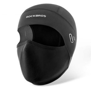 Czapka wiatroodporna do motocykli i jazdy na rowerze. Czarne czapki ROCKBROS, bez wzorów, z lycry. Za 83,60 zł.