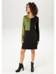 Aniston Sukienka w kolorze czarno-zielonym rozmiar: 36. Czarne sukienki Aniston, bez wzorów, z wiskozy, bez kołnierzyka, bez ramiączek, mini. Za 97,05 zł.