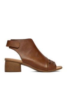 Remonte Sandały CEO-R8772-24 Brązowy. Brązowe sandały Remonte, bez wzorów, ze skóry, bez obcasa, na słupku, bez zapięcia. Za 379,99 zł.