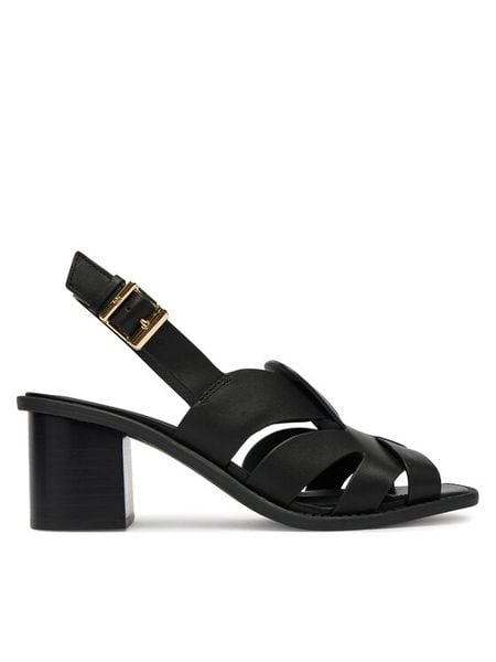 Tommy Hilfiger Sandały Cross Blocked Heel Sandal FW0FW09135 Czarny. Czarne sandały TOMMY HILFIGER, bez wzorów, ze skóry, bez obcasa, na słupku, bez zapięcia. Za 569,99 zł.