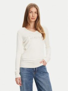 Guess Sweter W5YR24 Z2NQ2 Écru Regular Fit. Swetry klasyczne Guess, s, z wiskozy, bez kołnierzyka. Za 249,99 zł.