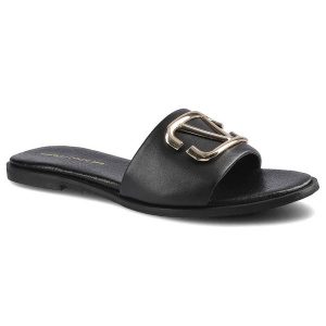 Czarne Klapki Pro-Moda Damskie Eleganckie Buty. Czarne klapki PRO-MODA, bez wzorów, ze skóry, bez obcasa, na płaskiej podeszwie. Za 179,00 zł.