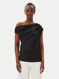 Imperial Bluzka RFY4JDG Czarny Regular Fit. Czarne bluzki Imperial, xs, bez wzorów, z syntetyku, bez kołnierzyka, bez ramiączek. Za 219,99 zł.