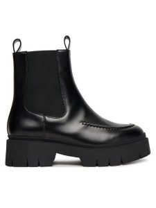 HUGO Sztyblety Kris 50548214 Czarny. Czarne botki Hugo, bez wzorów, ze skóry, bez obcasa, na płaskiej podeszwie, bez zapięcia. Za 529,99 zł.