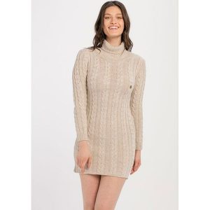 Sweter w kolorze beżowym. Długie swetry marki Jimmy Sanders. W wyprzedaży za 139,95 zł.