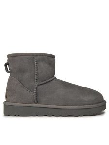 Ugg Śniegowce W Classic Mini II 1016222 Szary. Szare buty zimowe Ugg, ze skóry, bez obcasa, bez zapięcia. Za 849,99 zł.