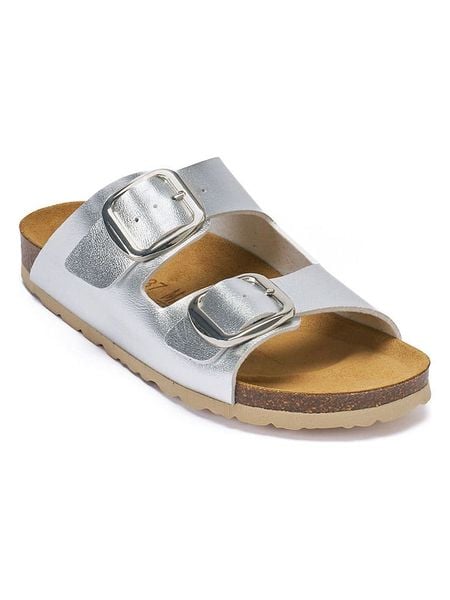 Mandel Klapki w kolorze srebrnym rozmiar: 40. Szare klapki Mandel, bez wzorów, z otwartym noskiem, bez obcasa. Za 158,10 zł.