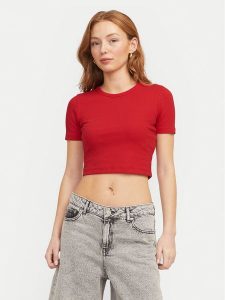 JJXX T-Shirt Florie 12217164 Czerwony Slim Fit. Czerwone t-shirty JJXX, m, bez wzorów, z bawełny, bez kołnierzyka, bez ramiączek. Za 49,99 zł.