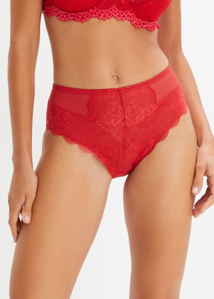 Figi maxi (2 pary). Czarne figi bonprix, bez wzorów, z koronki. Za 74,99 zł.