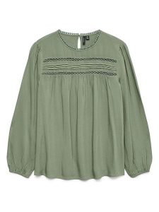 Vero Moda Bluzka w kolorze zielonym rozmiar: XS. Zielone bluzki Vero Moda, s, bez wzorów, z wiskozy, klasyczne, bez kołnierzyka, bez ramiączek. Za 57,06 zł.