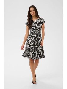 Kaffe Sukienka w kolorze czarno-kremowym rozmiar: XS. Czarne sukienki Kaffe, xs, bez wzorów, z tkaniny, bez kołnierzyka, bez ramiączek, midi. Za 165,99 zł.