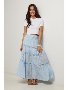 Le Monde du Lin Spódnica w kolorze błękitnym rozmiar: 40/42. Niebieskie spódnice Le Monde du Lin, bez wzorów, z bawełny, maxi. Za 130,99 zł.
