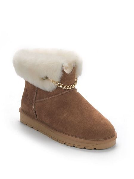 Gooce Skórzane botki zimowe "Gertrude" w kolorze jasnobrązowo-białym rozmiar: 38. Brązowe botki Gooce, na zimę, bez wzorów, ze skóry, bez obcasa, bez zapięcia. Za 104,14 zł.