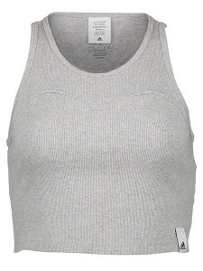 Adidas Top w kolorze szarym rozmiar: L. Szare topy ADIDAS, l, bez wzorów, z bawełny, bez kołnierzyka, bez ramiączek. Za 74,28 zł.