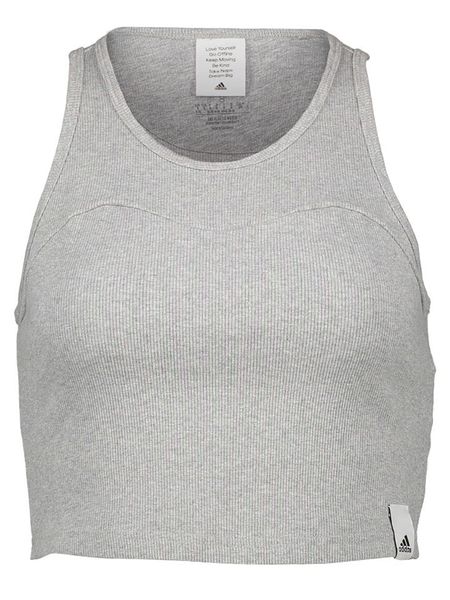 Adidas Top w kolorze szarym rozmiar: L. Szare topy ADIDAS, l, bez wzorów, z bawełny, bez kołnierzyka, bez ramiączek. Za 65,38 zł.