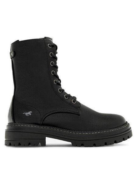 Mustang Trzewiki 1398-507 Czarny. Czarne botki Mustang, bez wzorów, z materiału, bez obcasa, na płaskiej podeszwie, bez zapięcia. Za 349,99 zł.