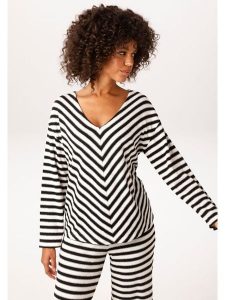 Aniston Bluza w kolorze czarno-białym rozmiar: 48. Białe bluzy Aniston, bez wzorów, bez kaptura. Za 130,99 zł.