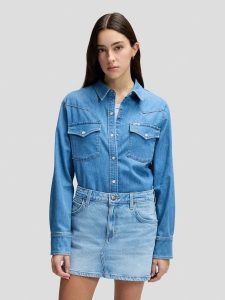 DAMSKA KOSZULA JEANSOWA LEE REGULAR WESTERN SHIRT DYE STAR 112378745. Koszule Lee, s, bez wzorów, z jeansu, bez kołnierzyka, bez ramiączek. Za 149,99 zł.
