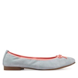 Baleriny Tamaris. Niebieskie balerinki Tamaris, bez wzorów, bez obcasa, bez zapięcia. Za 159,99 zł.